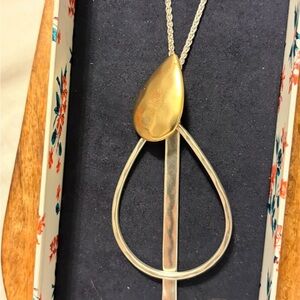 Lucky Brand Abstract , Modern Two tone adjustable chain Necklace